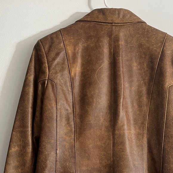Vintage Que Brown Leather Blazer Jacket Women's Medium 90s Aesthetic - Picture 7 of 7